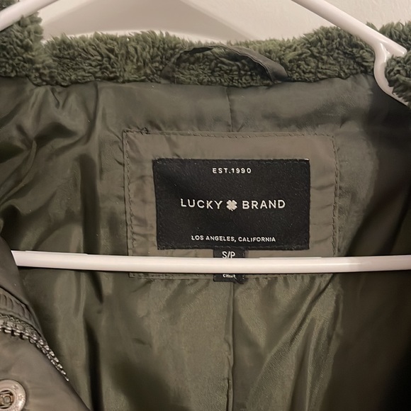 Lucky Brand Faux Shearling Lined Hood Quilted Zip Jacket - Picture 5 of 7